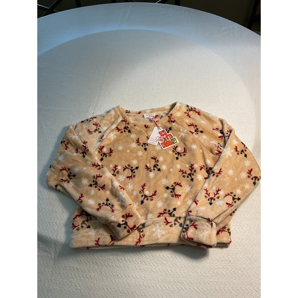 Cozie by Pink Rose Women's Large Reindeer Snowflake Fuzzy‎ Christmas Sweater